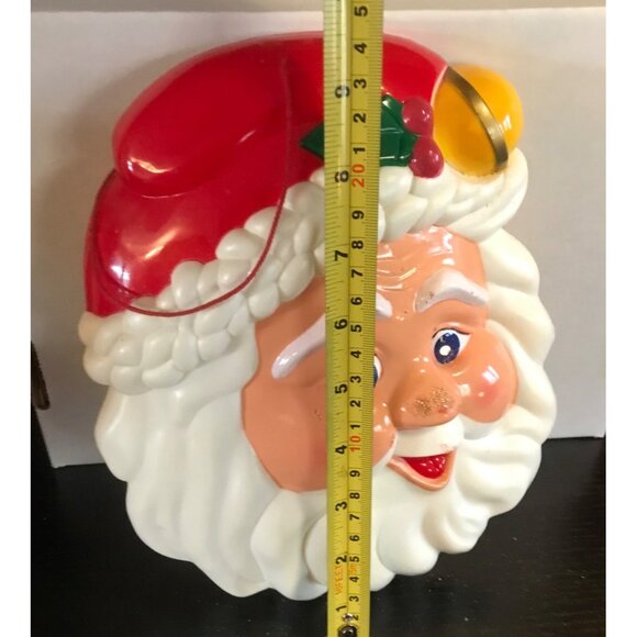 Hanging Christmas Santa Claus Face Vintage Tony USA Plastic Blinking Eyes 9.5" - Picture 3 of 5